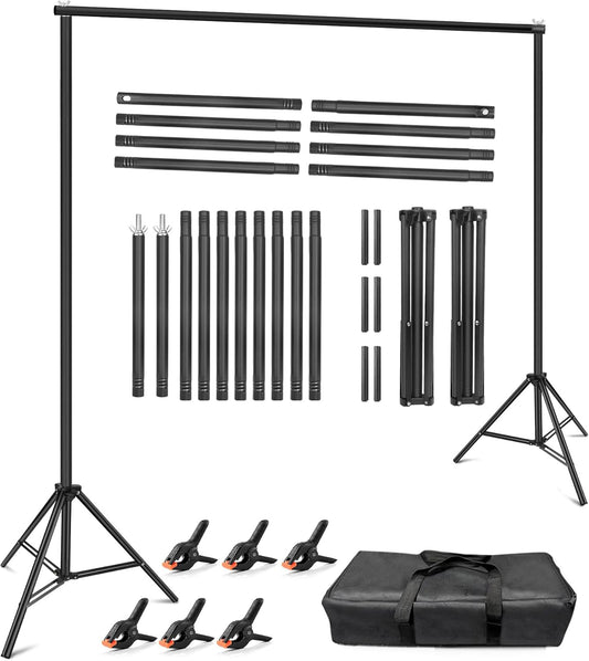 Hemmotop Backdrop Stand 10x8ft, Heavy Duty Photography Background Stand for Parties, Adjustable Photo Backdrop Stands Kit for Wedding, Photo Booth, Party, Decoration, Balloon, Projector Screen