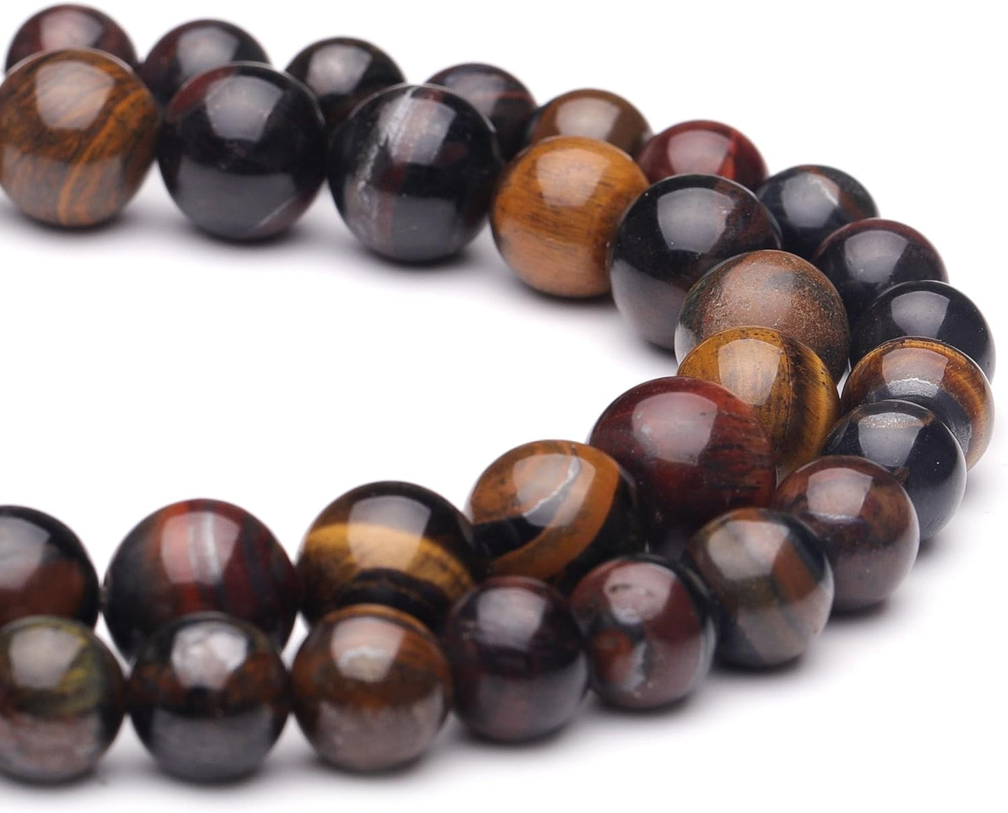 8mm Natural Stone Beads for Jewelry Making,Colorful Tiger Eye Polished Smooth Round Gemstone Beads for Bracelet Necklace 15 Inch