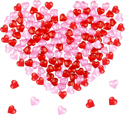 Fangoo 110 Pieces Red Pink Acrylic Heart Gems for Valentine's Day Decor Heart Rocks Vase Filler Table Scatter for DIY Crafts Engagement Wedding Anniversary Home Decoration