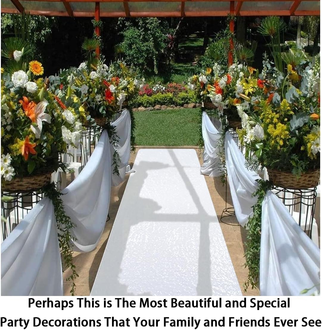 ShinyBeauty White Sequin Sparkle Wedding Aisle Runner 3FTx15FT Elegant Bridal Carpet for Indoor & Outdoor Ceremonies, Reusable Decor