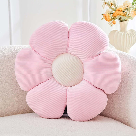 Pink Flower Pillow, 14.9" Cute Flower Shaped Floor Pillow, Aesthetic Floral Plush Daisy Decorative Throw Pillows for Bed Sofa Couch