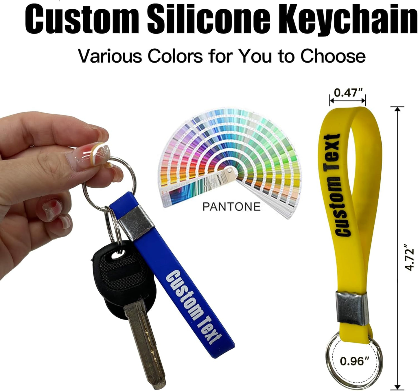 30-5000PCS Personalized Silicone Keychains Custom Bulk With Text/Logo，Customizable Rubber Keyring for Women Men Key