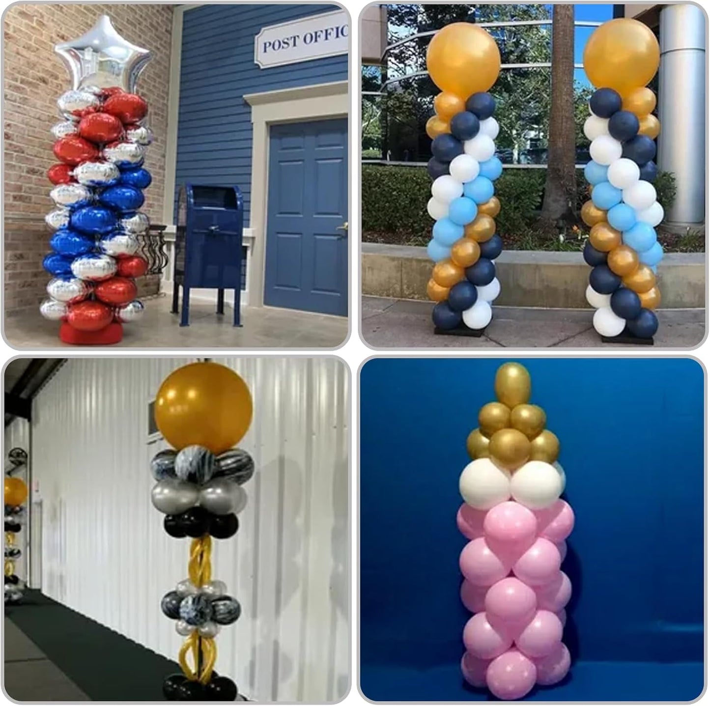 Paready Silver Balloon Column Stand Kit, 7 FT Height Adjustable Metal Balloon Arch Kit of 2, Column Stand Kit for Baby Shower Wedding Birthday Graduation Gender Reveal Holiday Party Decorations