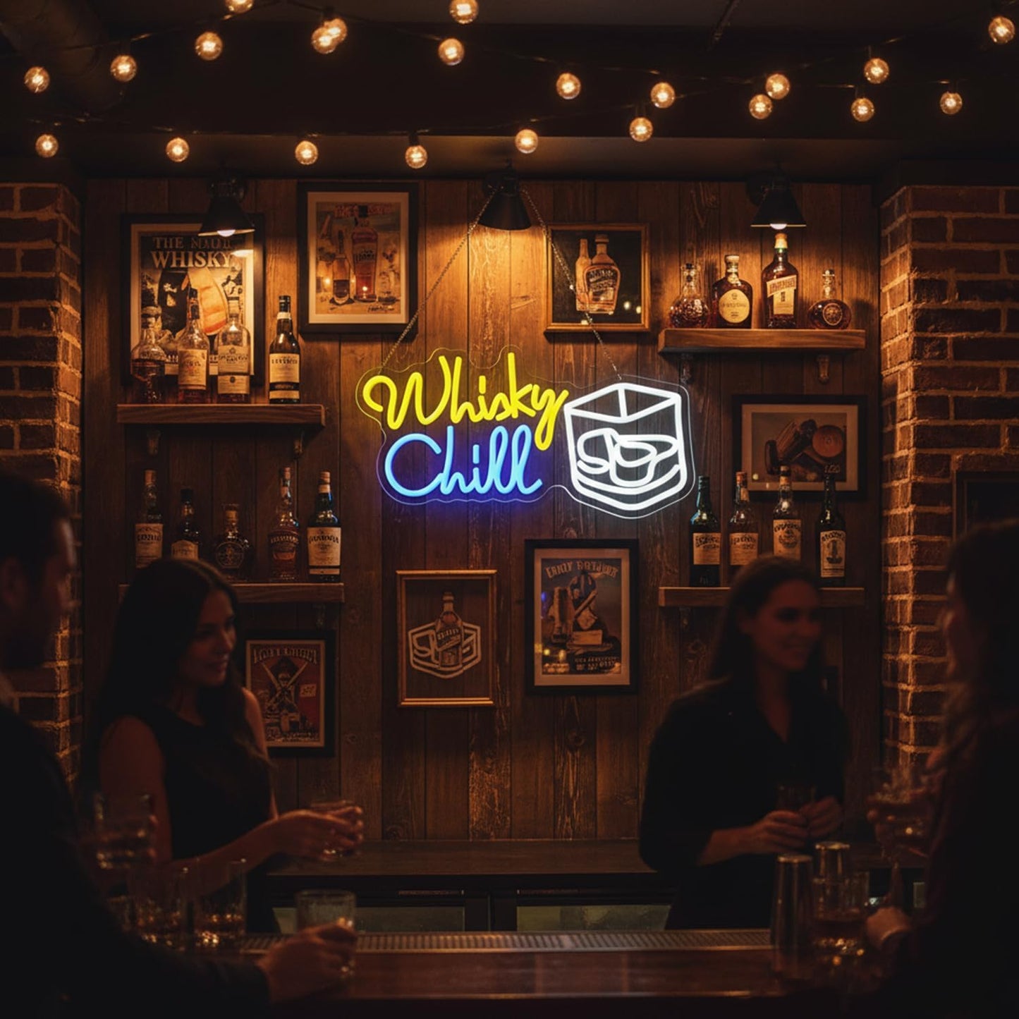 Whisky Chill Neon Sign,Neon Signs for Wall Decor,Whisky Bar Sign,LED Neon Light for Wall Decor,Dimmable Whisky Light Up Signs for Home Bar,Party,Neon Bar Sign for Man Cave