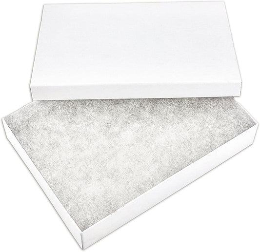 TheDisplayGuys - 25-Pack #53 Kraft Paper Cardboard Gift Boxes/Jewelry Cases w. Cotton Padding & Lid - Matte White - (5.4" x 3.9" x 1.0")