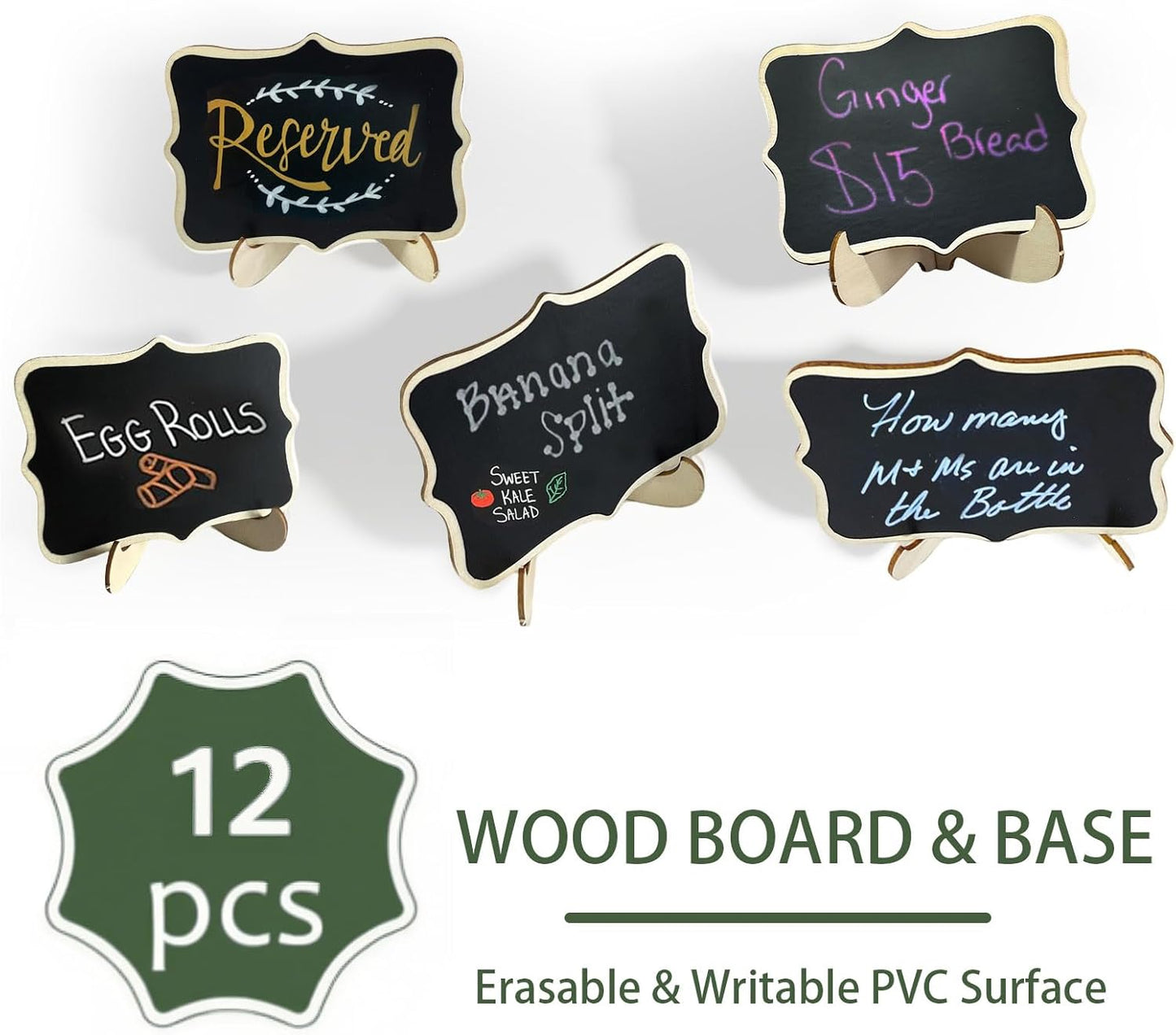 12pcs Mini Chalkboard Signs with Stand,Food Labels for Party Buffet, Food Tag/Name Card for Wedding Table, Name Tag Drink Labels Taco/Candy Bar/Bake Sale Food Sign, Catering Supplies Buffet Display