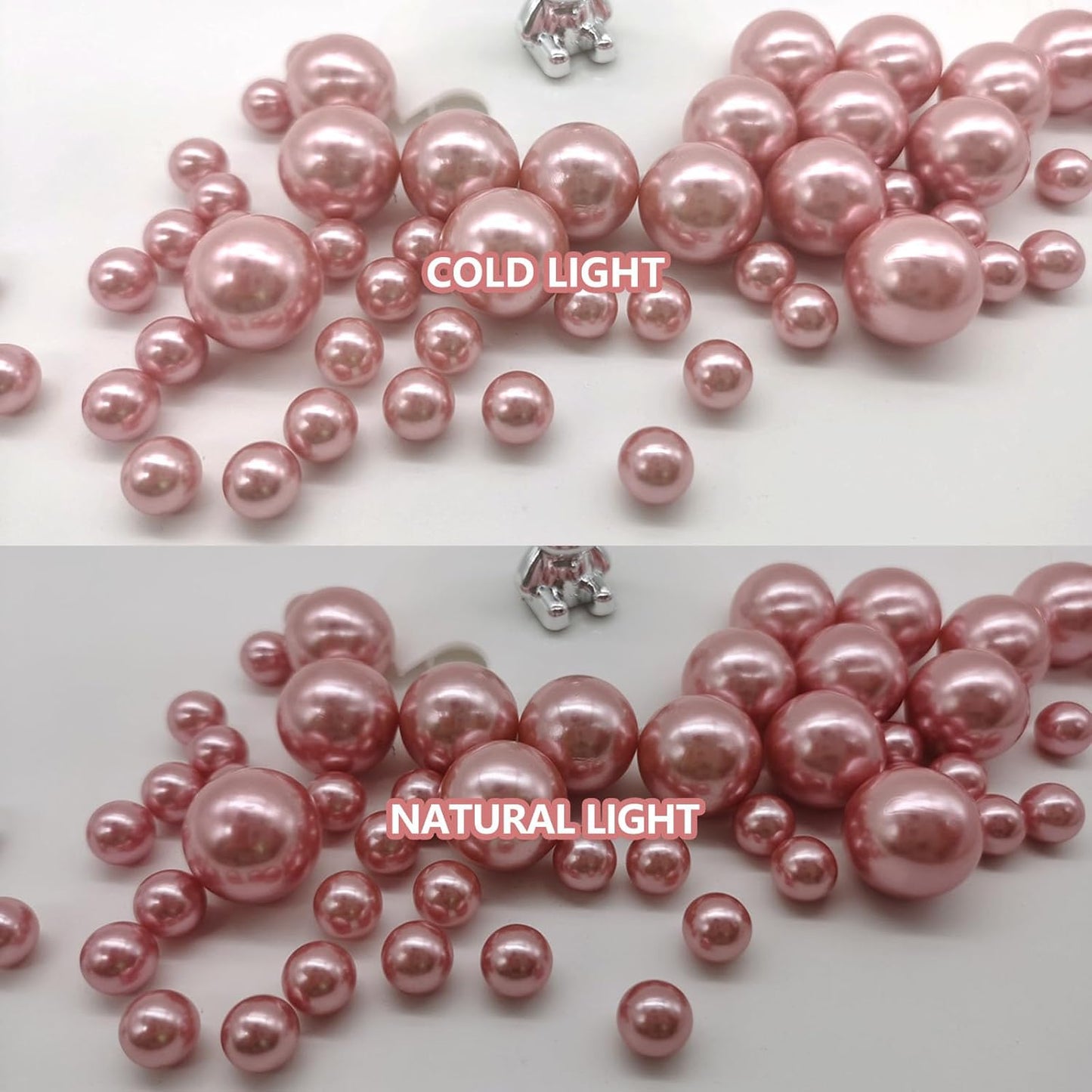100PCS Dark Pink Faux Pearls Beads for Centerpiece Vases, Vase Filler Faux Pearls, No Holes Filler Beads for Party Anniversary Birthday Wedding Table Decor, 14/20/30mm