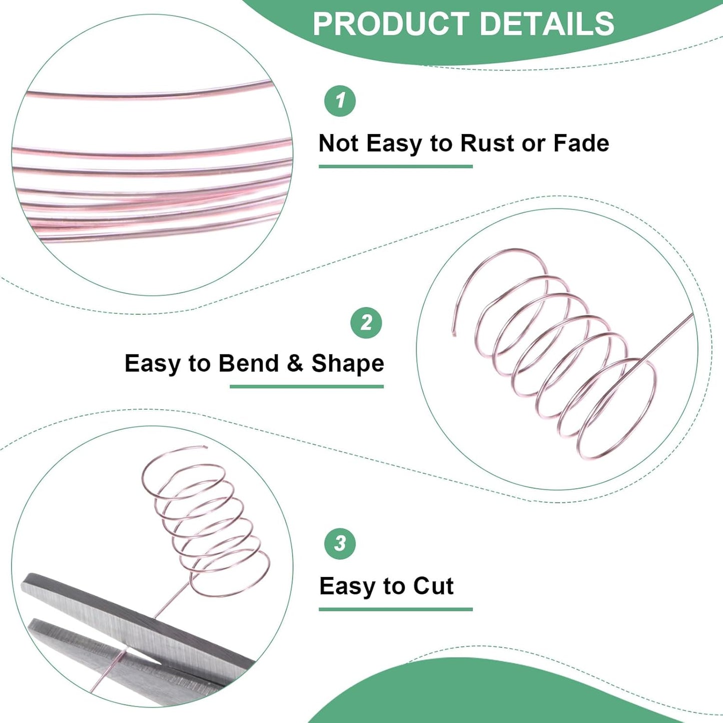 2-Rolls 0.2mm Jewelry Wire, 32 Gauge 328FT Craft Wire Copper Beading Wire for Jewelry Making/Planting/Weaving/DIY Crafting, Soft Metal Wires [100M, Rose Golden]