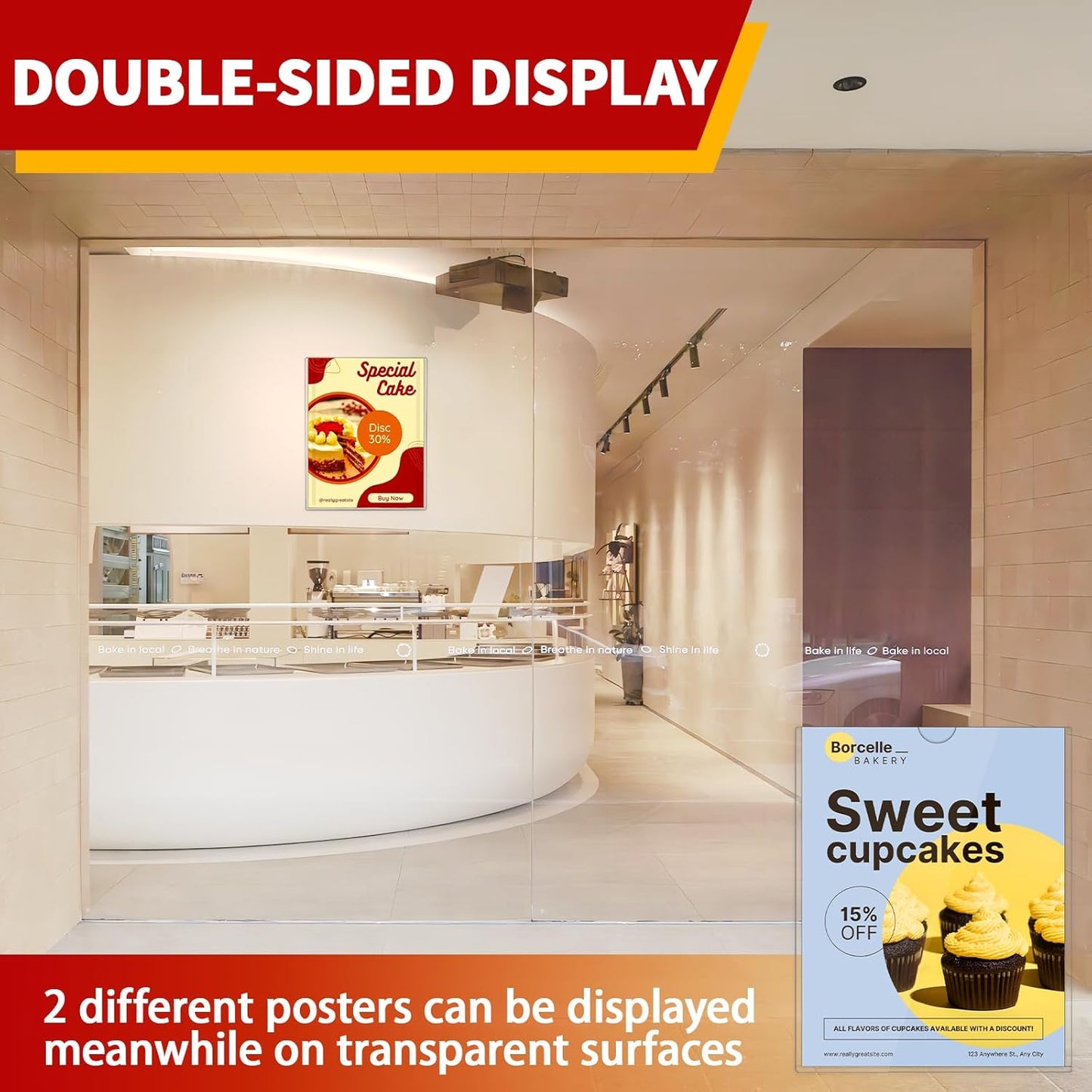 Magnetic Sign Holder 8.5 x 11 - Rigid Plastic Wall Sign Holder Reusable Adhesive Frames, Magnetic Frame for Refrigerator Door Window, Clear Rigid Print Protectors for Paper Picture, 5 Pack