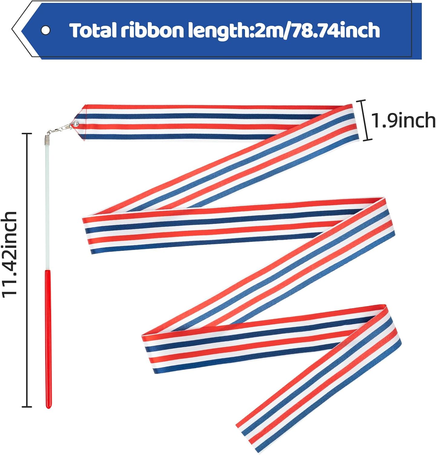 20 Pack Ribbon Dancer Wands for Patriotic Party Favors Supplies, Dancing Ribbon Stars and Stripes Streamers Ribbon Twirling Wand for Independence Day Labor Day Decorations Party Supplies