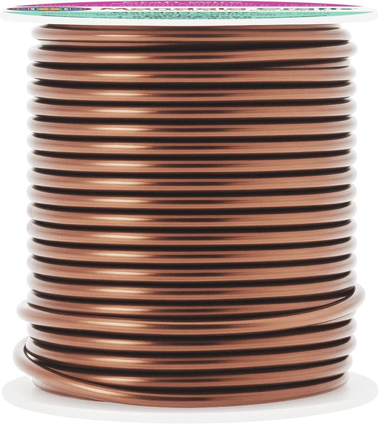 Mandala Crafts 13 Gauge Anodized Aluminum Craft Wire for Jewelry Making - 60 FT Colored Flexible Light Brown Wire - Bendable for Bonsai Armature Crafting Sculpting