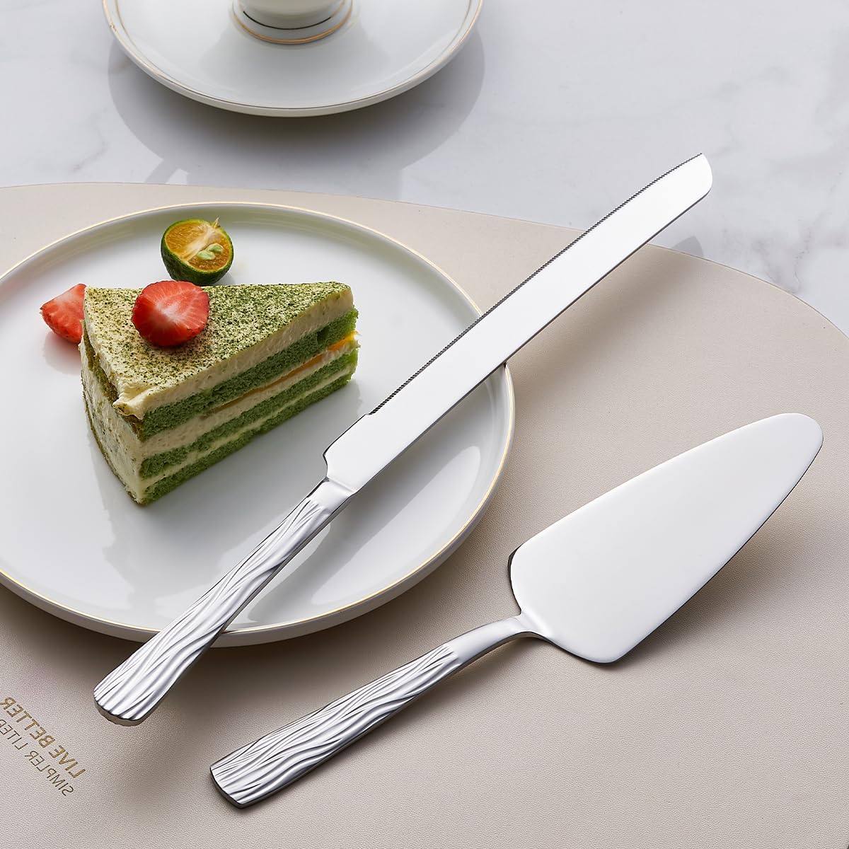 Silver Cake Cutter Set, Stainless Steel Cake Cutting Set Include Cake Knife and Cake Server, Suitable for Wedding, Birthday, Parties and Events