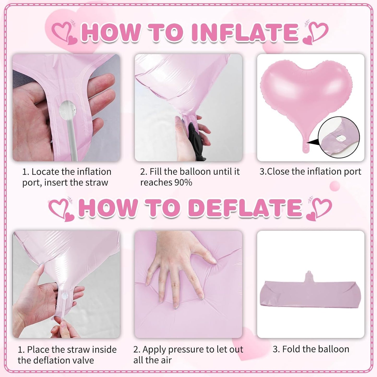 24 Inch Pastel Colorful Heart Balloons, Light Pink Blue Green Purple Balloons, Romantic Helium Balloon for Valentines Day Baby Bridal Shower Wedding Birthday Party Decorations