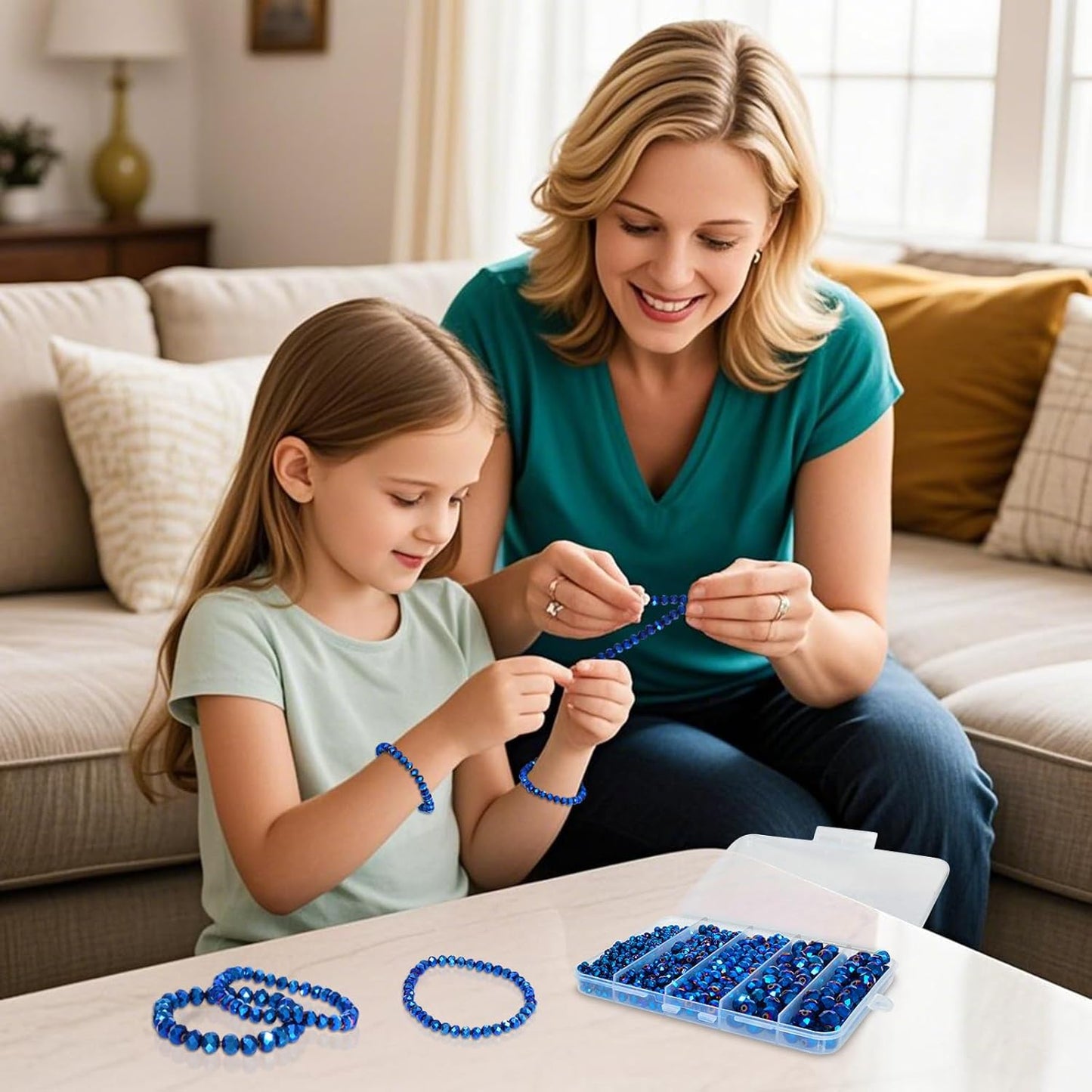 500Pcs 6mm Crystal Glass Beads for Jewelry Making Beads for Bracelets Necklace Pendants Making Supplies(Peacock Blue)