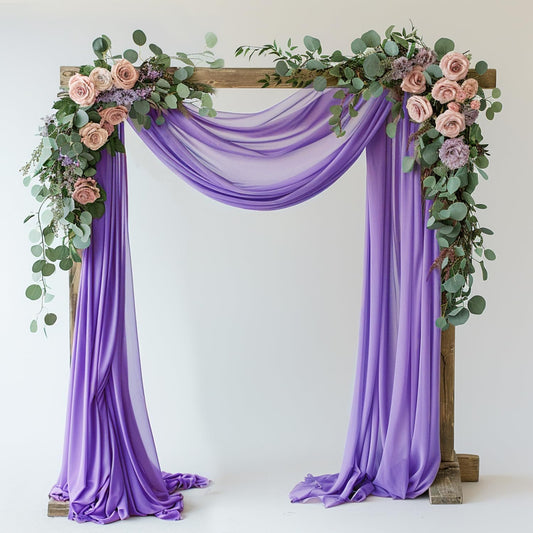 Wokceer Wedding Arch Draping Fabric - 28.7" x 20FT Lavender Purple Sheer Drapes for Wedding Ceremony, Birthday Party, Bridal Shower Decoration