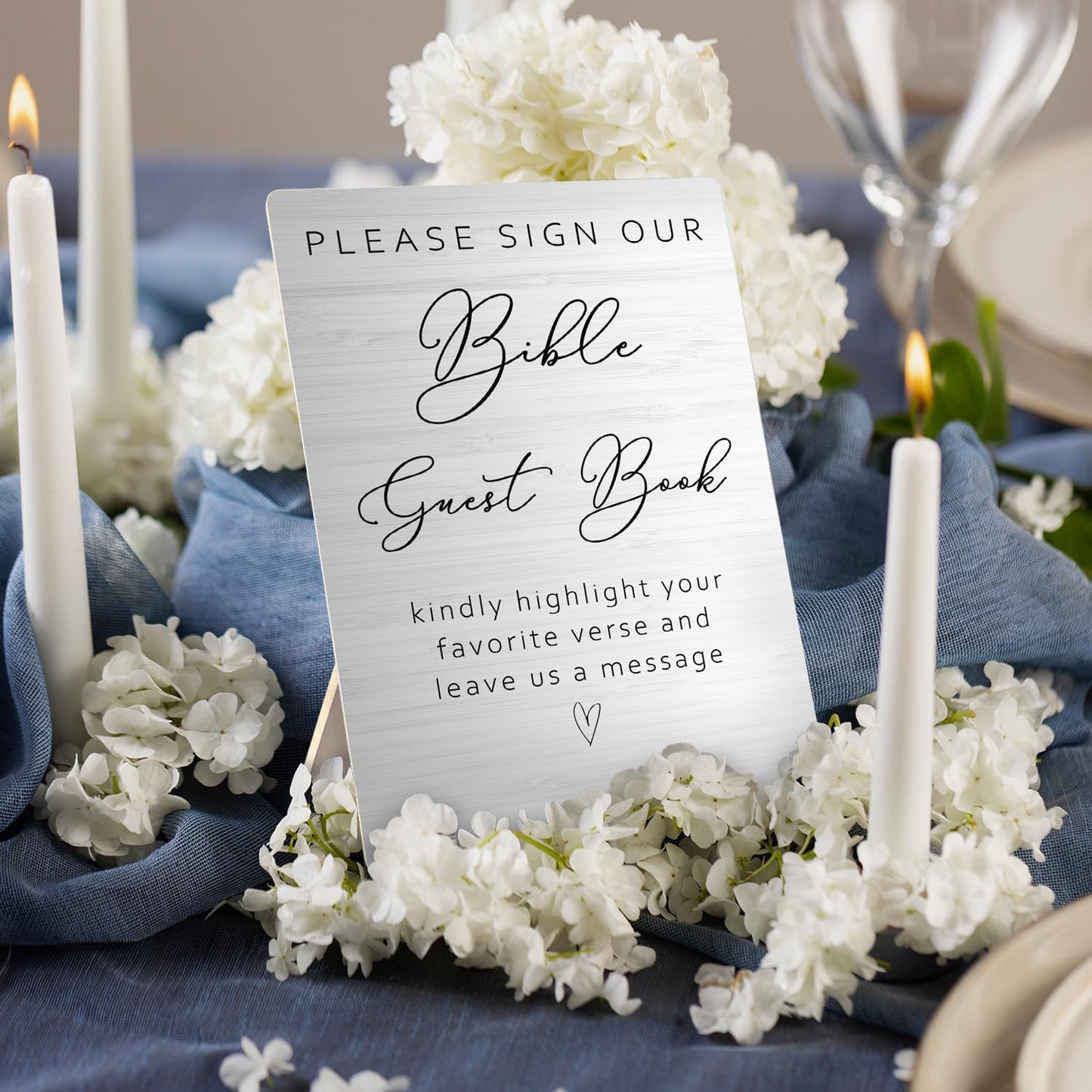 Bible Guest Book Wedding Wooden Sign Stand 5x7inch, Wedding Sign Stand, Wedding Signs for Ceremony and Reception, Wedding Table Decorations, Wedding Table Sign