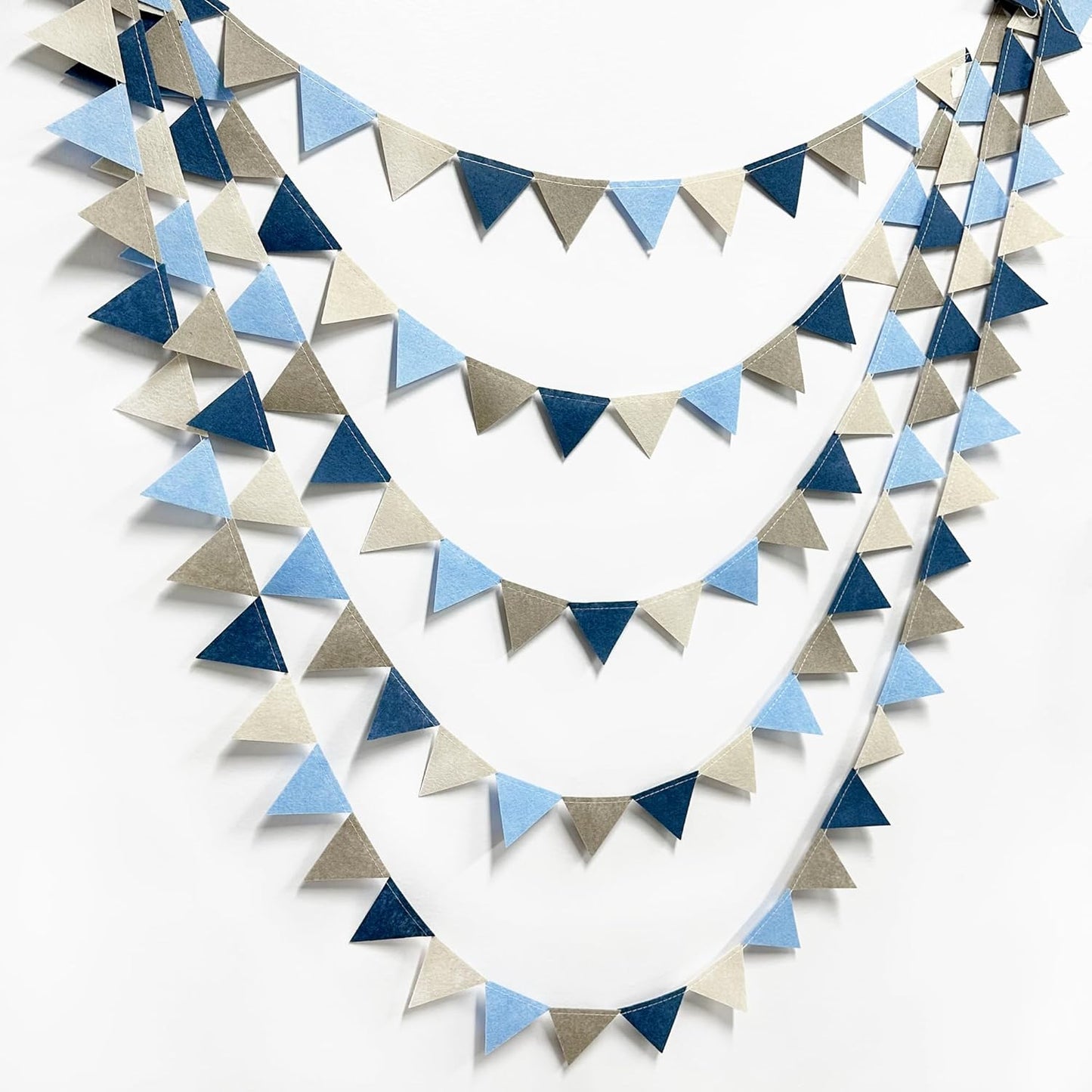 Dusty Blue Party Decoration Gray Blue Felt Hanging Triangle Mini Bunting Pennant Banner Flag for Baby Shower Birthday Wedding Nautical Ahoy Achor Bridal Shower Engagement Party Classroom Nursery Decor