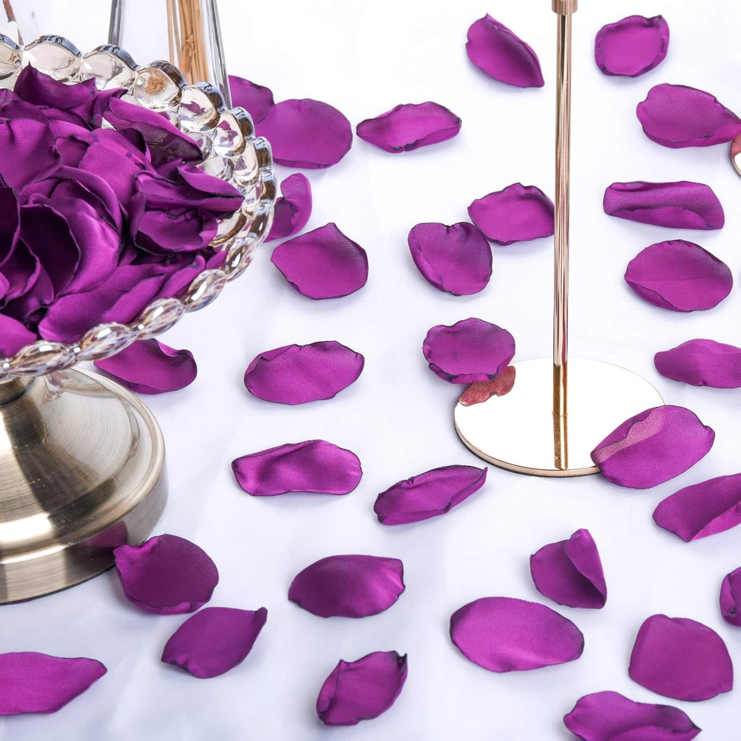 Purple Silk Rose Petals 300pcs Reusable Realistic Fake Flower Petals for Wedding Flower Girl Basket Party Table Centerpieces Anniversary Valentines Decoration(Violet)