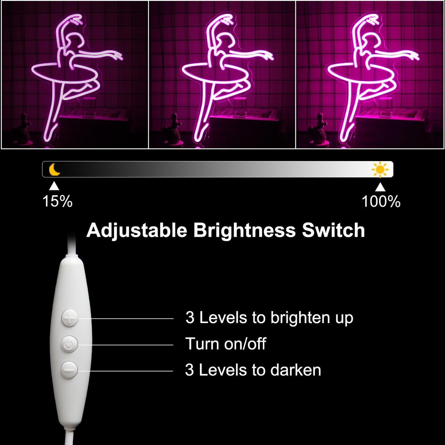 Ballet Girl Neon Sign Pink LED Dance Neon Lights Dancing Woman Neon Wall Light Up Sign for Bedroom Dance room Ballet Academy Y2k Room Decor 17.7 x 11.6 in