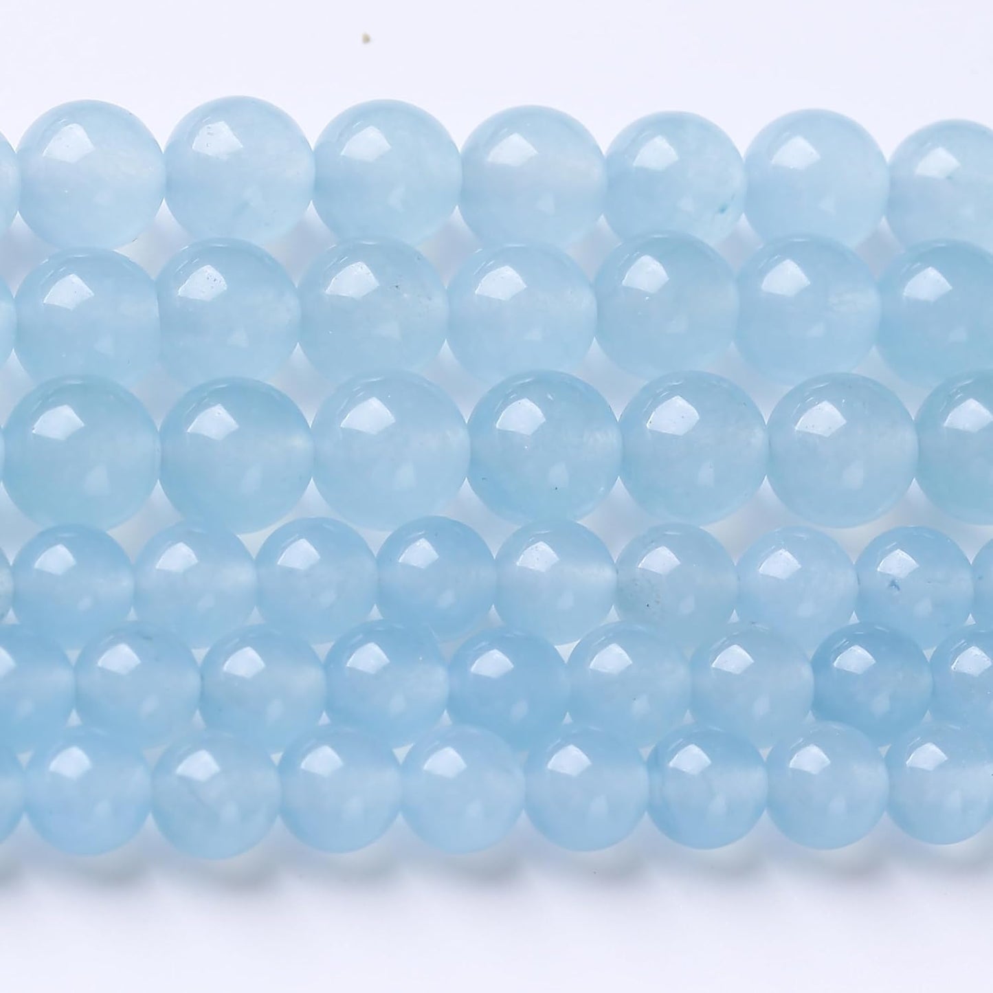 Ice Blue Chalcedony Stone Beads Gemstone Round Crystal Energy Jade Beads Stone Beads for Jewelry Making DIY Bracelet Necklace Jewelry Making 1 Strand 15.5inch 60PCS 6MM