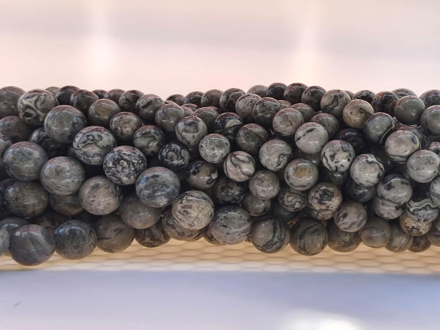 Stone Beads 10mm 60pcs Map Jasper Beads Round Loose Gemstones Beads for Bracelet Necklace Jewelry Making (10mm, 61012 Map Jasper)