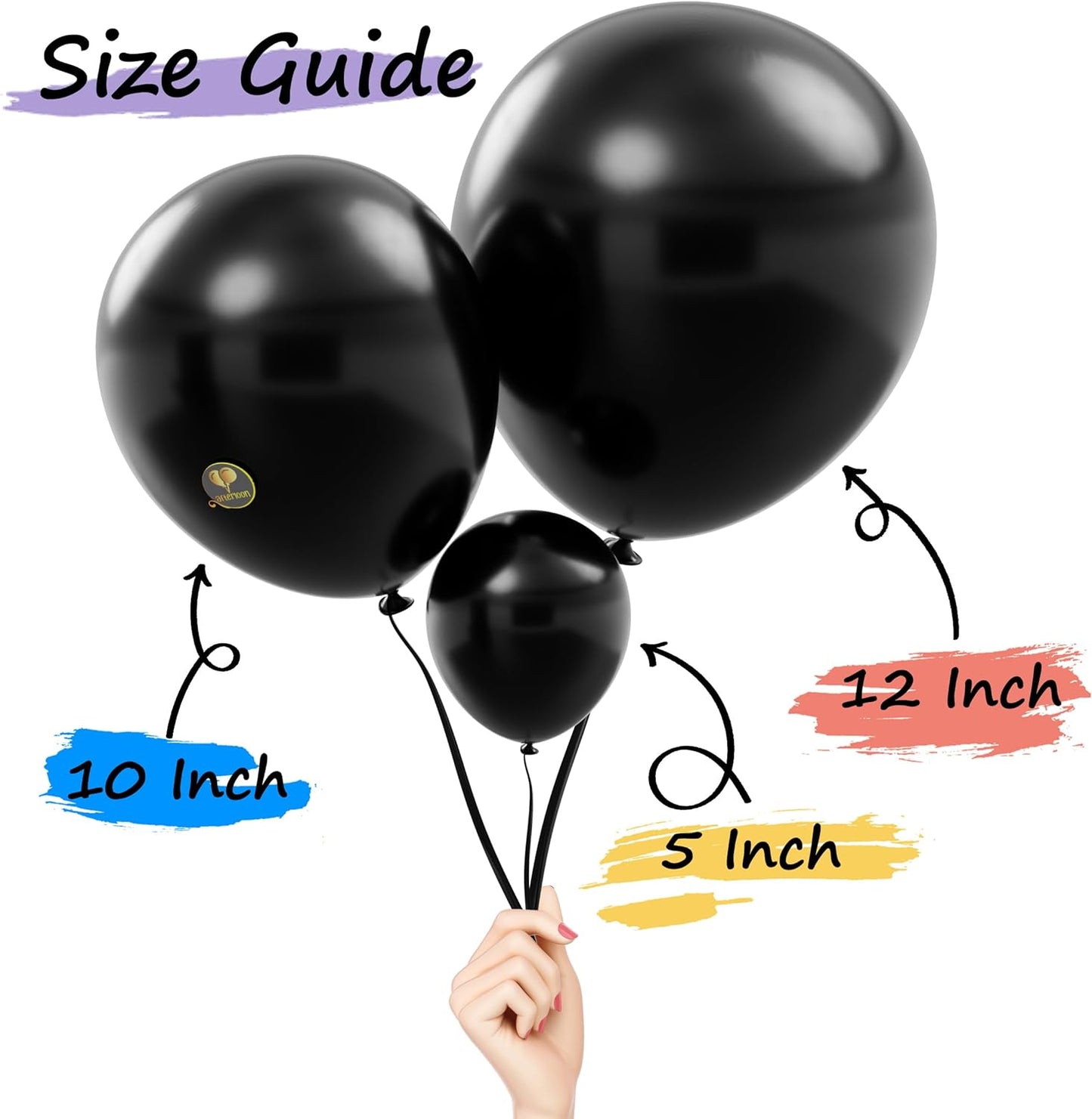 AFTERLOON® Biodegradable Balloons 24 pcs Pearlized Onyx Black 10 Inch, Pearlescent Thickened Extra Strong Natural Latex Helium Float, Colorful Bulk Color ballon Globos Para Decoration De Fiestas Kids