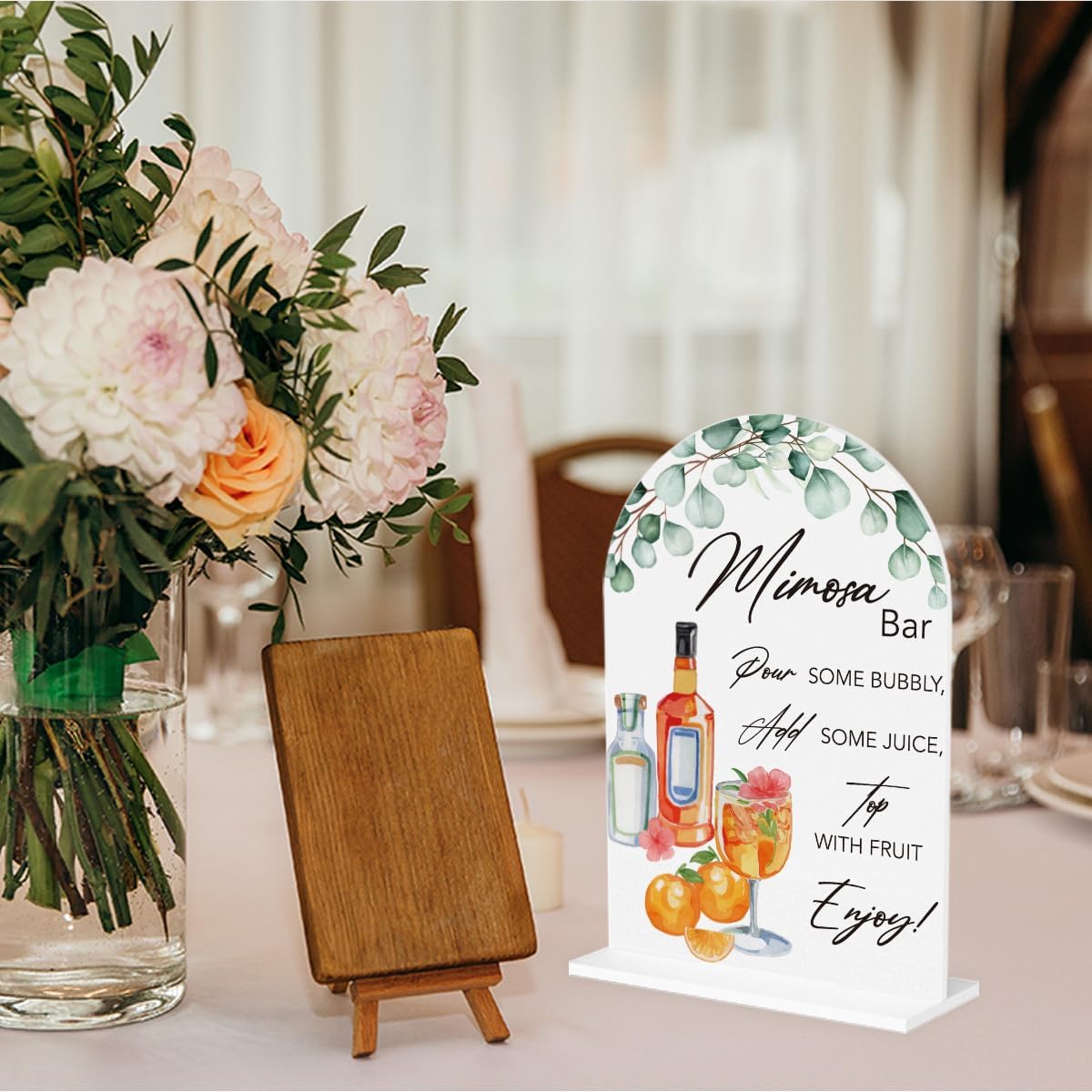 Mimosa Bar Sign for Wedding Acrylic Arch Wedding Bridal Shower Baby Shower Welcome Table Signs for Ceremony and Reception Decor Mimosa Bar Supplies 7 x 5 Inches