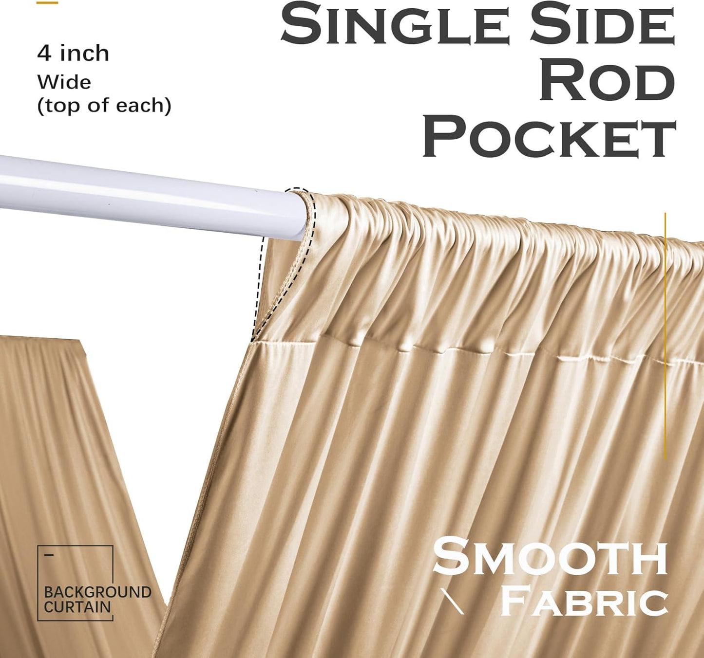 PartyVillage 2 Panels 5ftx30ft Beige Ceiling Drapes for Wedding Parties – 30 FT Extra Long Thick Polyester Wrinkle-Free Drapery Tent Decor Decorations for Birthday Party Ceremony Stage Swag