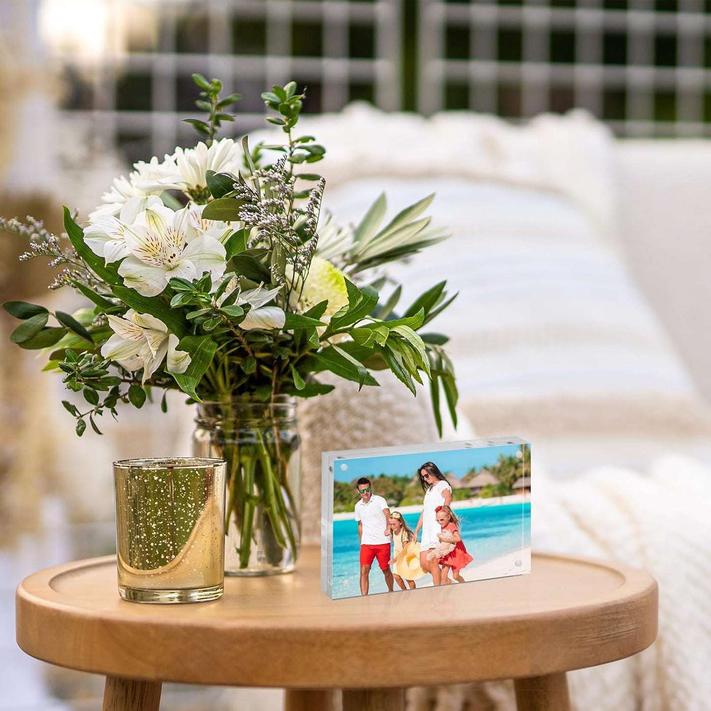 TWING 30 Pack 4 x 6 Acrylic Picture Frames, Magnet Double Sided Picture Frame, 12+12 MM Thick Clear Desktop Display Magnetic Acrylic Block Photo Frame