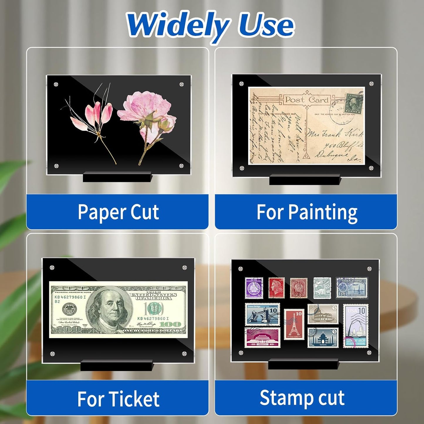 2 Pack Acrylic Magnetic Picture Frame 5x7, Clear Frame for Horizontal Vertical Tabletop Display, Black Photo Frame Magnets for Fridge