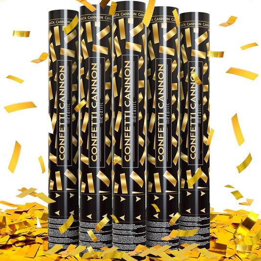 Yellow Confetti Poppers, 15 Inch Gold Party Poppers for Birthday, Wedding, Halloween Celebrations - Air Powered Confetti Gun