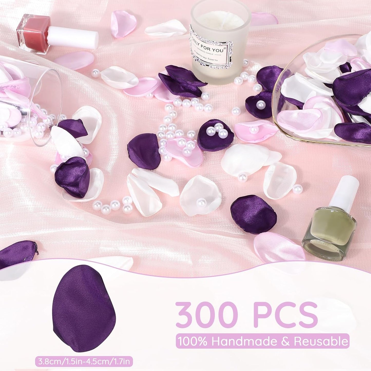 Suream Silk Flower Petals for Wedding, Purple Flower Girl Petals for Decoration, Silk Rose Petals for Bridal Shower Wedding Aisle Table Centerpieces Reception Tables Romantic Night Decoration(300 Pcs)