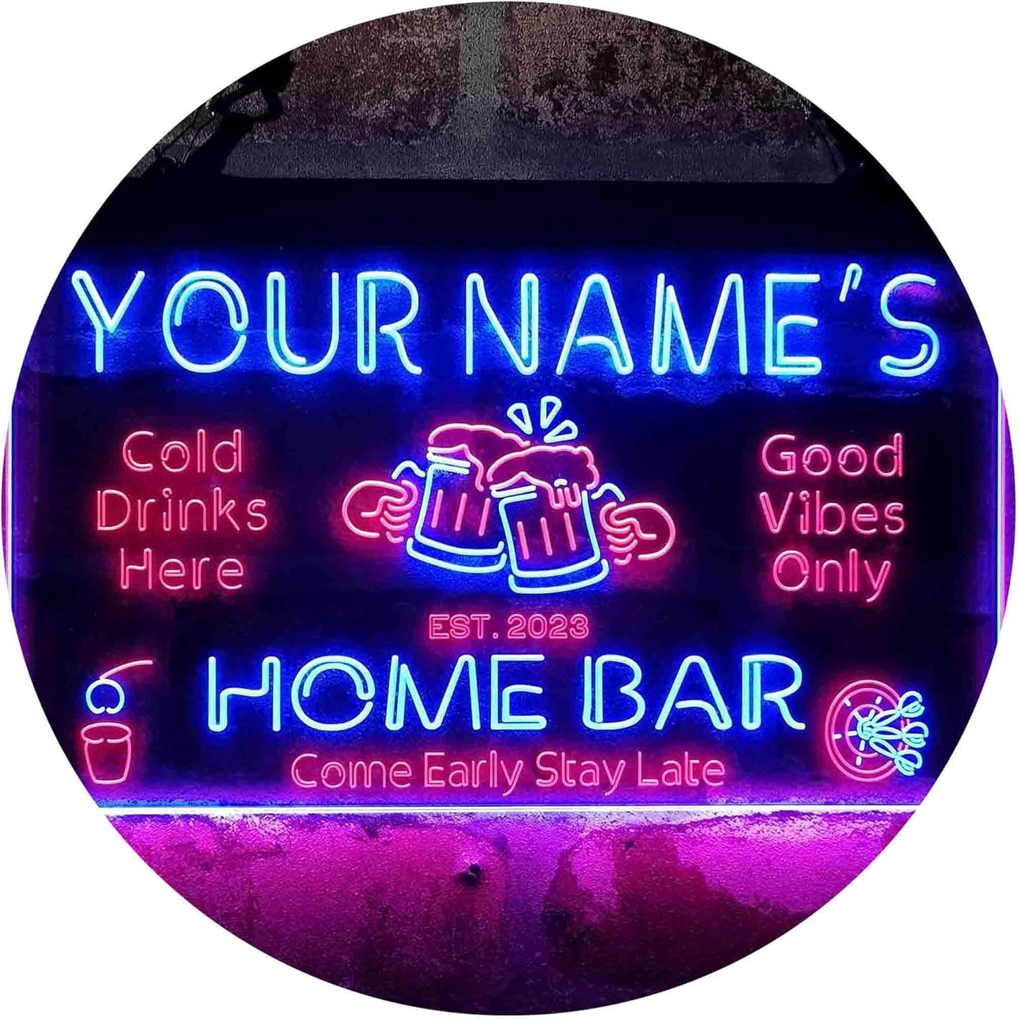 ADVPRO Personalized Your Name Custom Home Bar Beer Established Year Dual Color LED Neon Sign Red & Blue 12 x 8.5 Inches st6s32-p1-tm-rb
