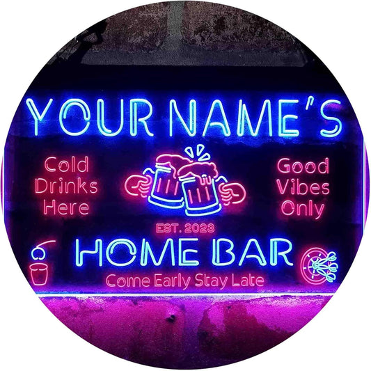 ADVPRO Personalized Your Name Custom Home Bar Beer Established Year Dual Color LED Neon Sign Red & Blue 16 x 12 Inches st6s43-p1-tm-rb