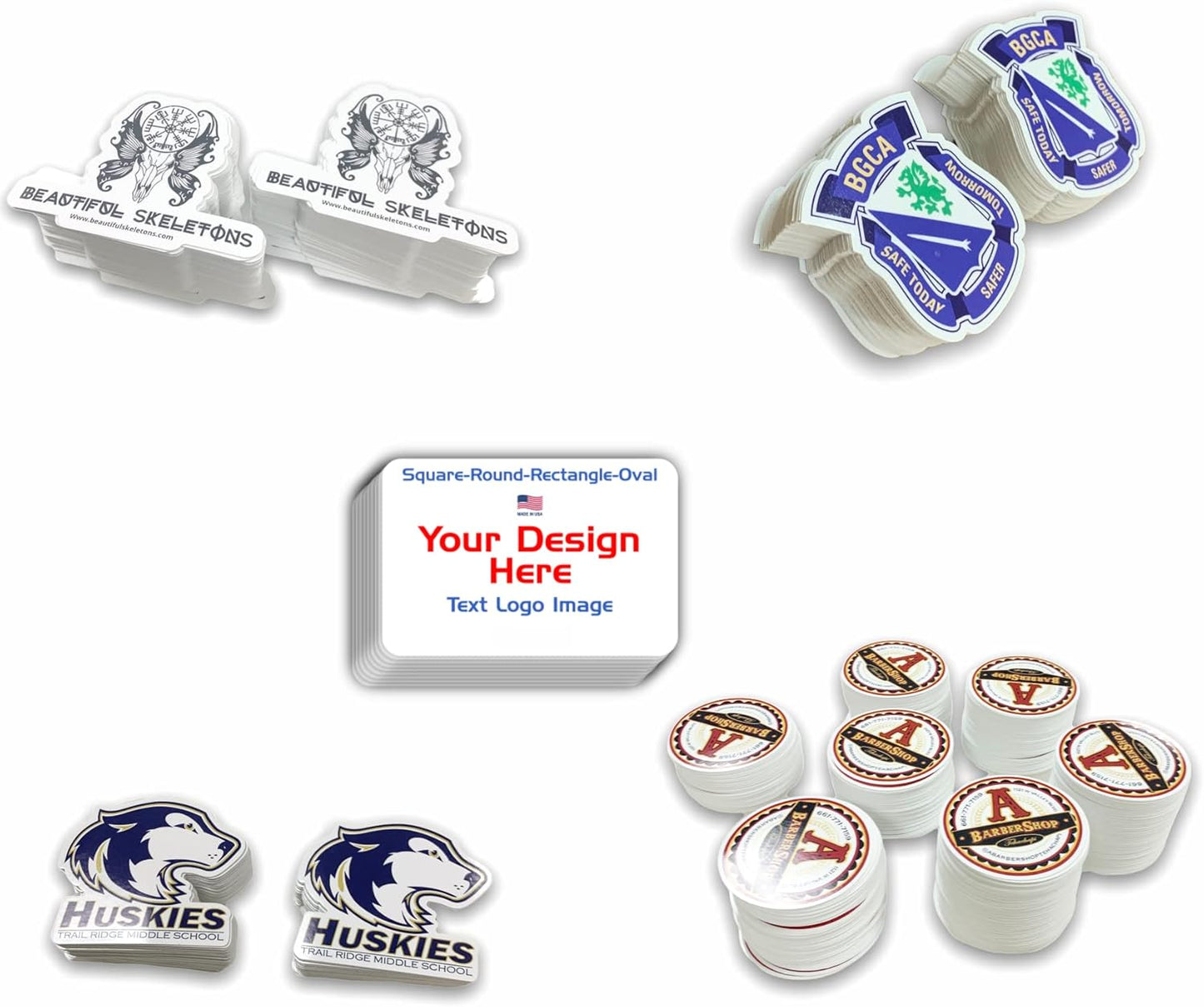 Avgrafx Personalized Die Cut Individual Vinyl Stickers Labels, Waterproof Dishwasher Safe, Made USA, Tearproof Your Design or Image