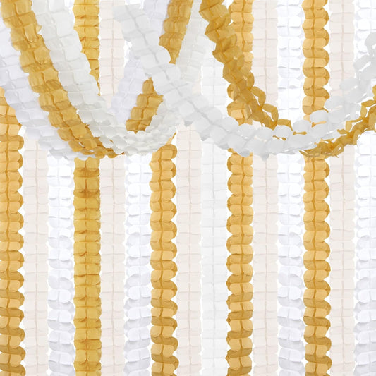 White Ivory-Gold Party-Decorations Streamers Garland - 12pcs 4-Leaf Clover Paper Streamer Wedding Bridal Baby Shower Bachelorette Engagement Banners Neutral Champagne Birthday Christmas Decor Ouruola