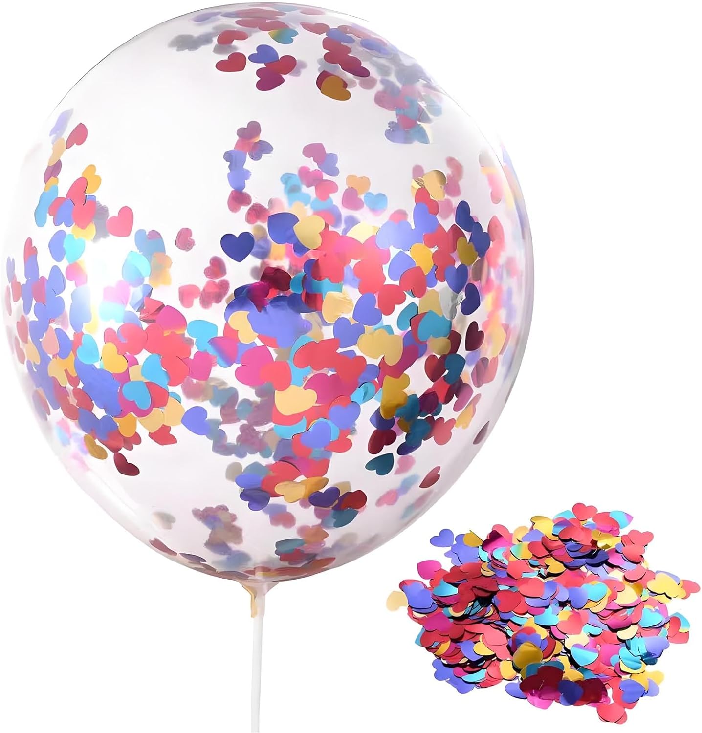 Rainbow Heart Metallic Foil Confetti 8000 Pcs Shiny Heart Table Confetti for Fill Balloon Wedding Graduation Party Decorations,60g of Pack