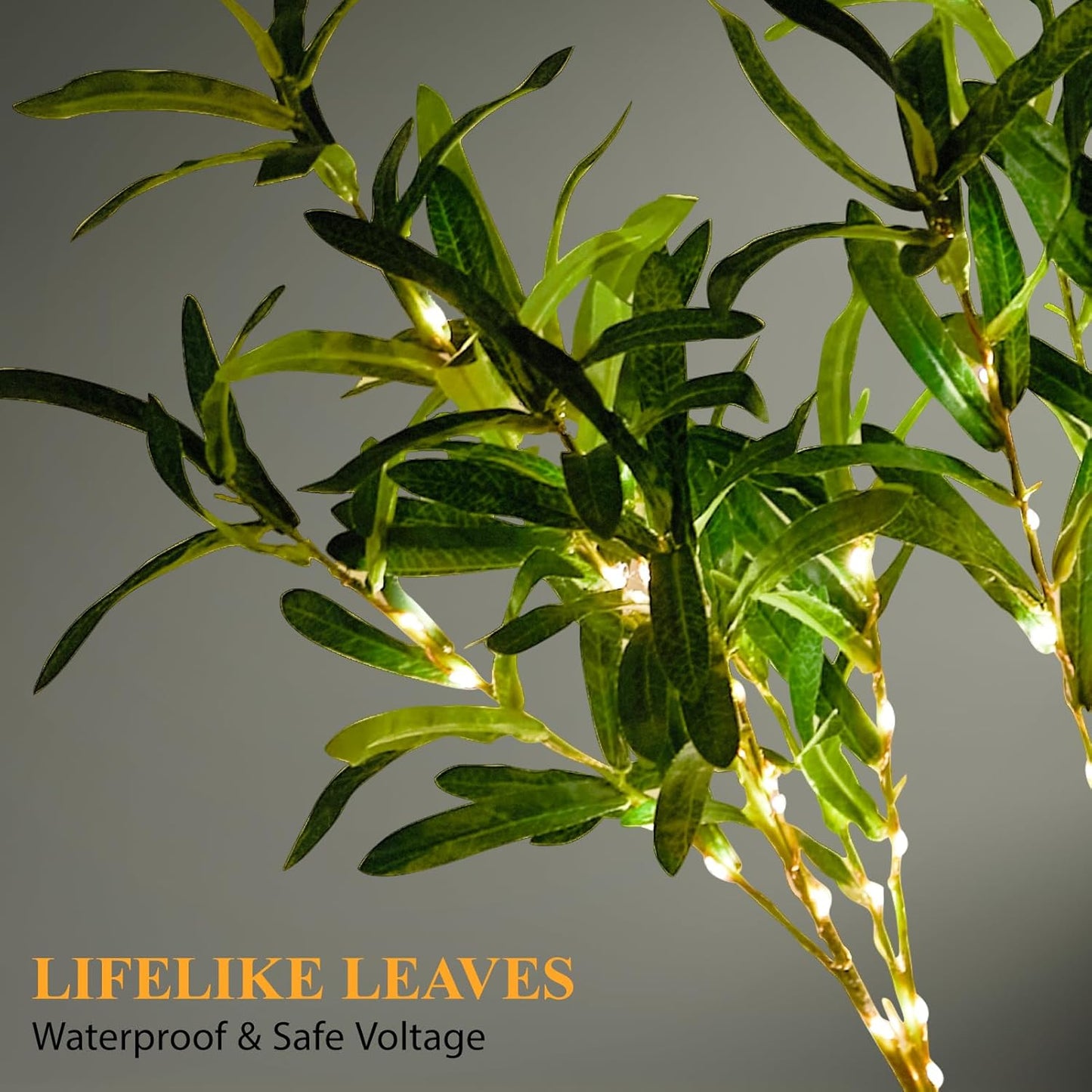 Bexdir Lighted Olive Branches with Timer, Lighted Branches 33IN 99 LED, Artificial Light, Olive Night Light, Artificial Plant for Home Spring Christmas Party Wedding Decor-Battery Operated