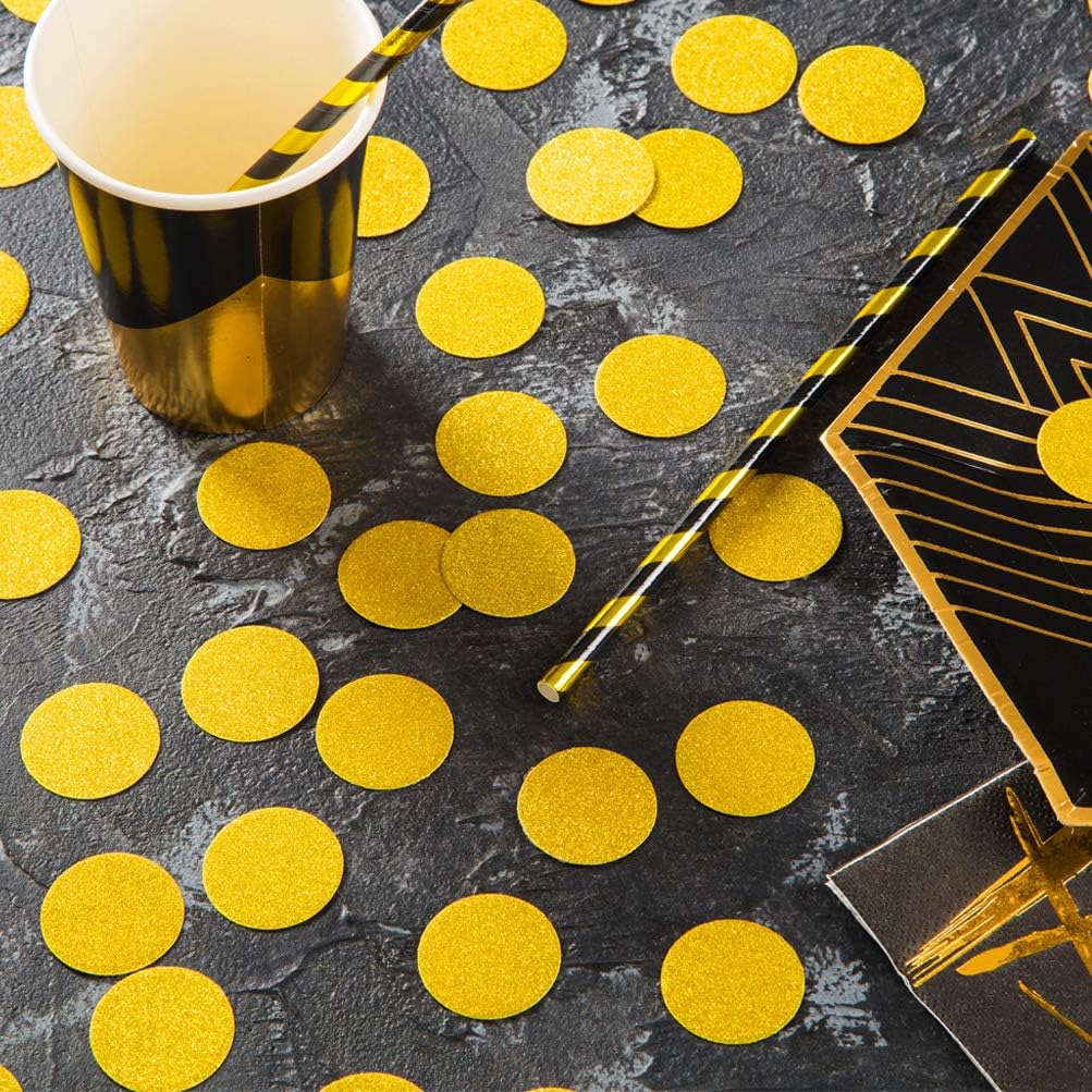 MOWO Glitter Confetti Circles Wedding Party Decor and Table Decor, 1.2’’ in Diameter (glitter gold,200pc)