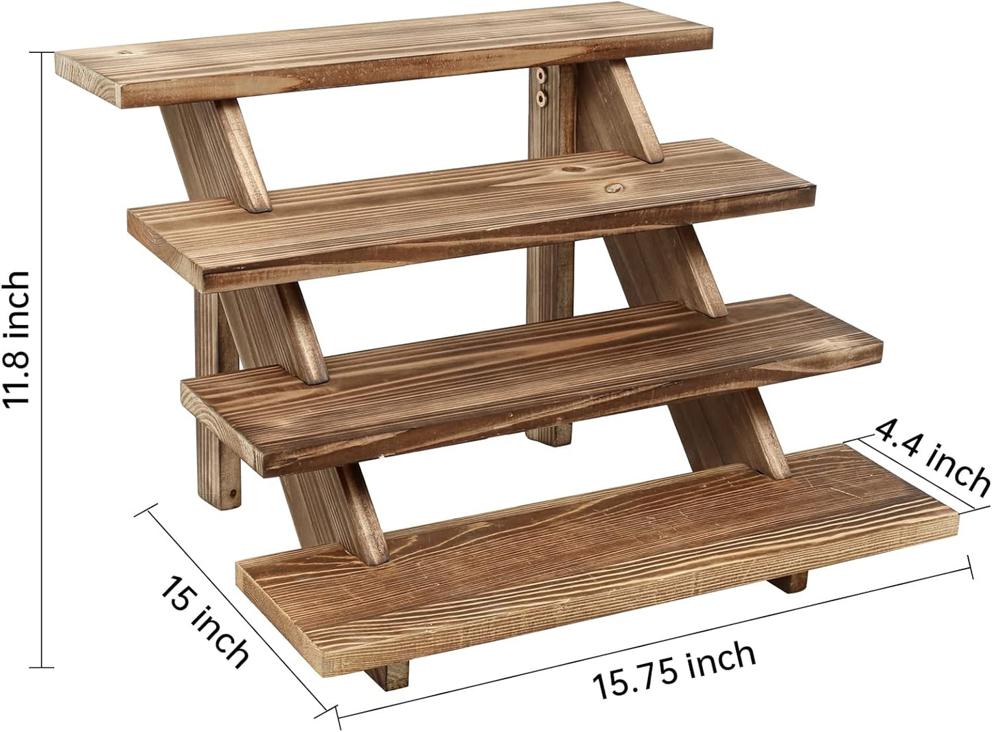 SwallowLiving Wooden Rustic Cupcake Stand for 24 Cupcakes, Stepped Wood Display Stand for Weddings, Tiered Party Table Display Riser for Food , Dessert, Cookie, Decor, Craft Show, Burnt