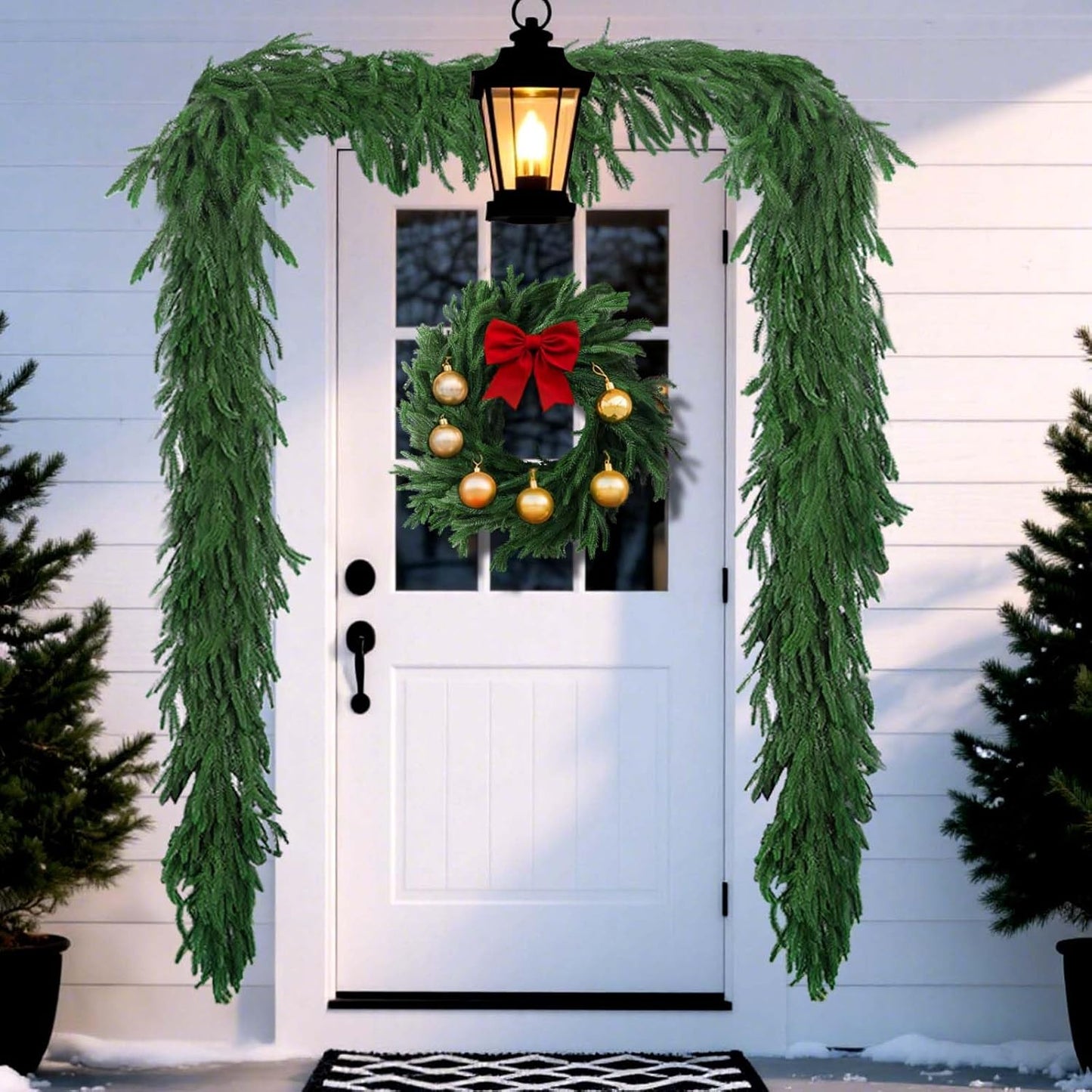 4Pack 6FT Real Touch Norfolk Pine Garland – Artificial Greenery Christmas Garland for Indoor Outdoor Christmas Mantel Table Staircase & Holiday Winter Decorations