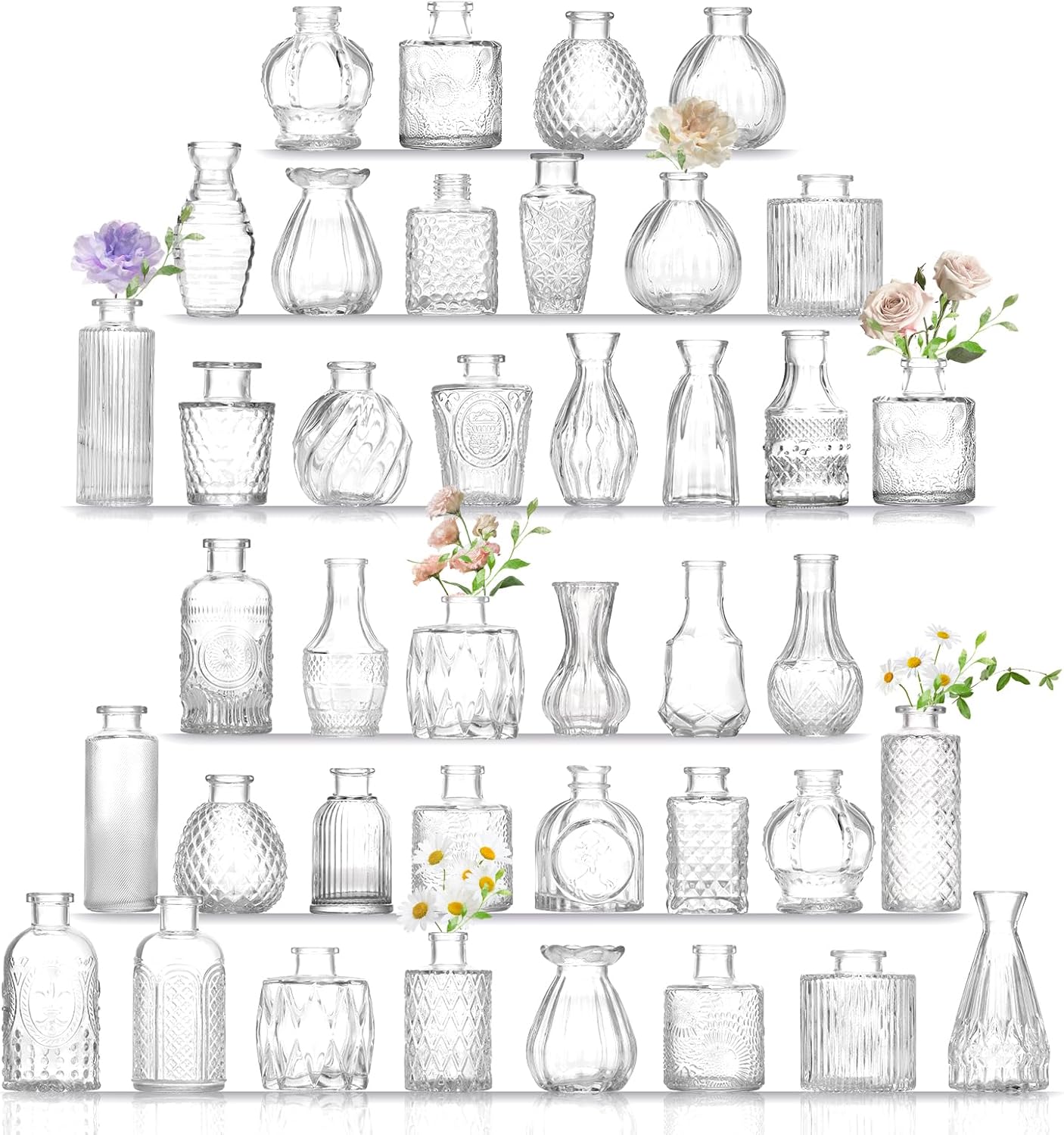 Bud Vases Set of 36,Small Vases for Centerpieces, Glass Bud Vase in Bulk, Mini Vintage Flowers Vase for Wedding, Home Table Decor,Christmas,Party Decoration,Clear