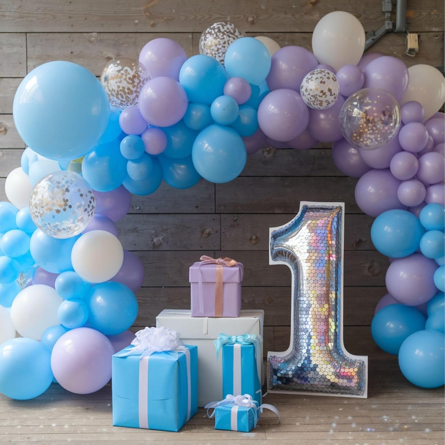 Frozen Balloons, 12 Inch Blue and Purple Balloons, Metallic Silver Blue Frozen Print Snowflake Confetti Balloon for Girls Woman Ice and Snow Winter Theme Birthday Party Decorations