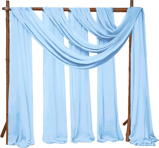8 Panels Wedding Arch Draping Fabric 28"x20Ft Wedding Arch Drapes Chiffon Fabric Drape Sheer Backdrop Curtain for Nuptials Party Swag Ceremony Birthday Arbor Drapery Reception Ceiling Décor(Baby Blue)