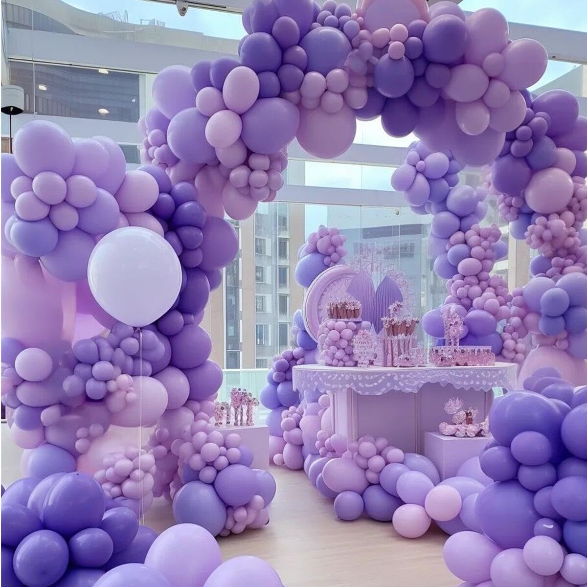 412pcs Pastel Purple Balloon Garland Arch Kit 18 12 10 5 Inch Different Sizes Light Purple Latex Balloons for Baby Shower Birthday Wedding Lavender Party Decoration