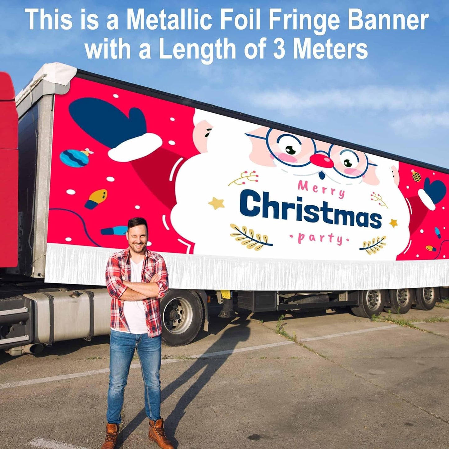 6 Pack 10 Ft Macaron White Foil Fringe Garland Metallic Streamers Tinsel Banner Wall Hanging Garland Backdrop for Parade Floats, Halloween, Christmas, Thanksgiving, New Year Party Decorations