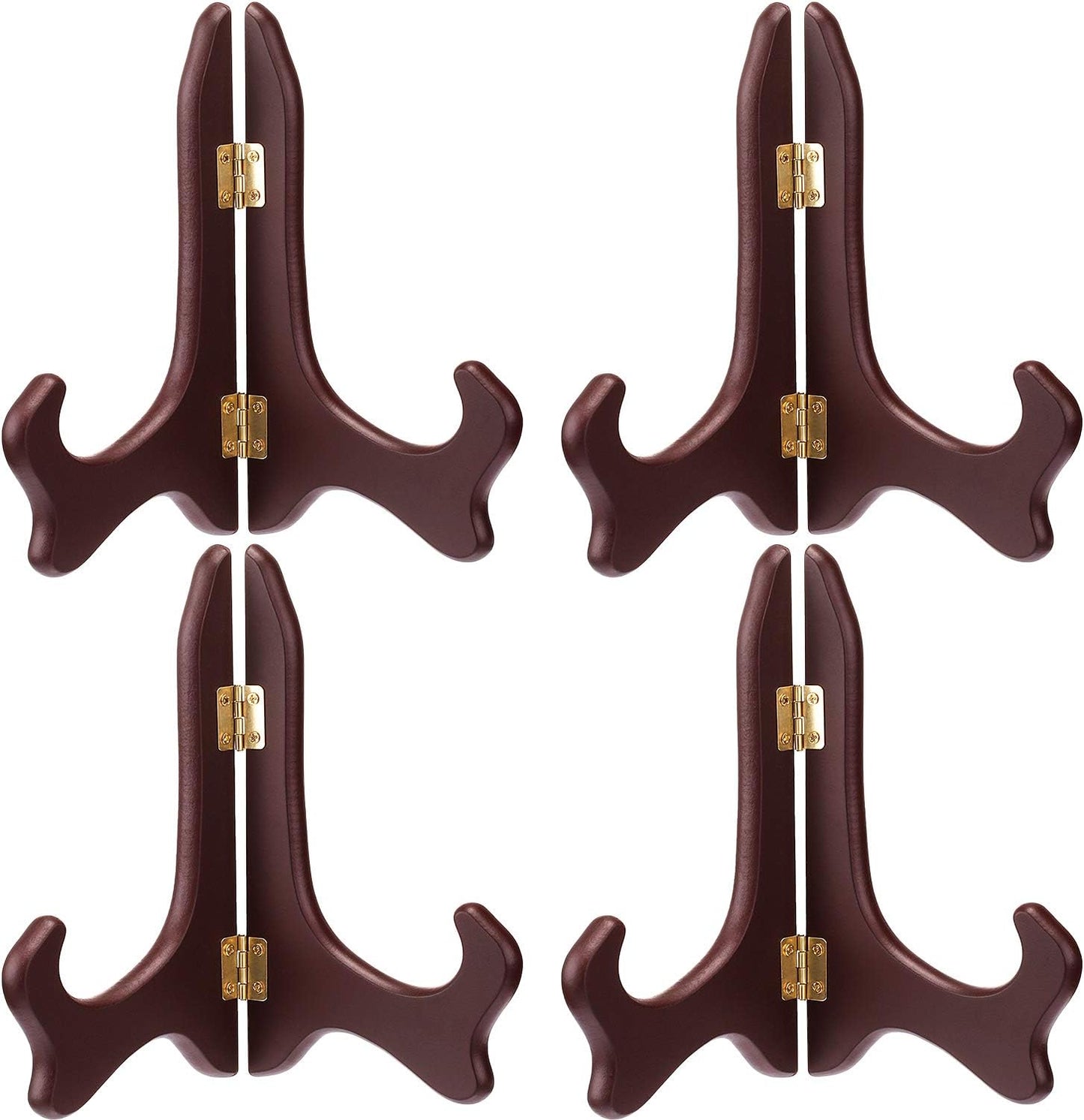 Tatuo 4 Packs Wooden Display Stand Decorative Plate Stands for Display Picture Frame Holder Easels(Red,5 Inch)