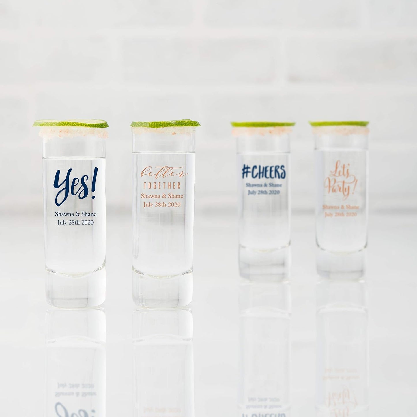 WEDDINGSTAR Personalized 2.5oz Tall Shot Glass Customizable Full Color Print - 36 pack