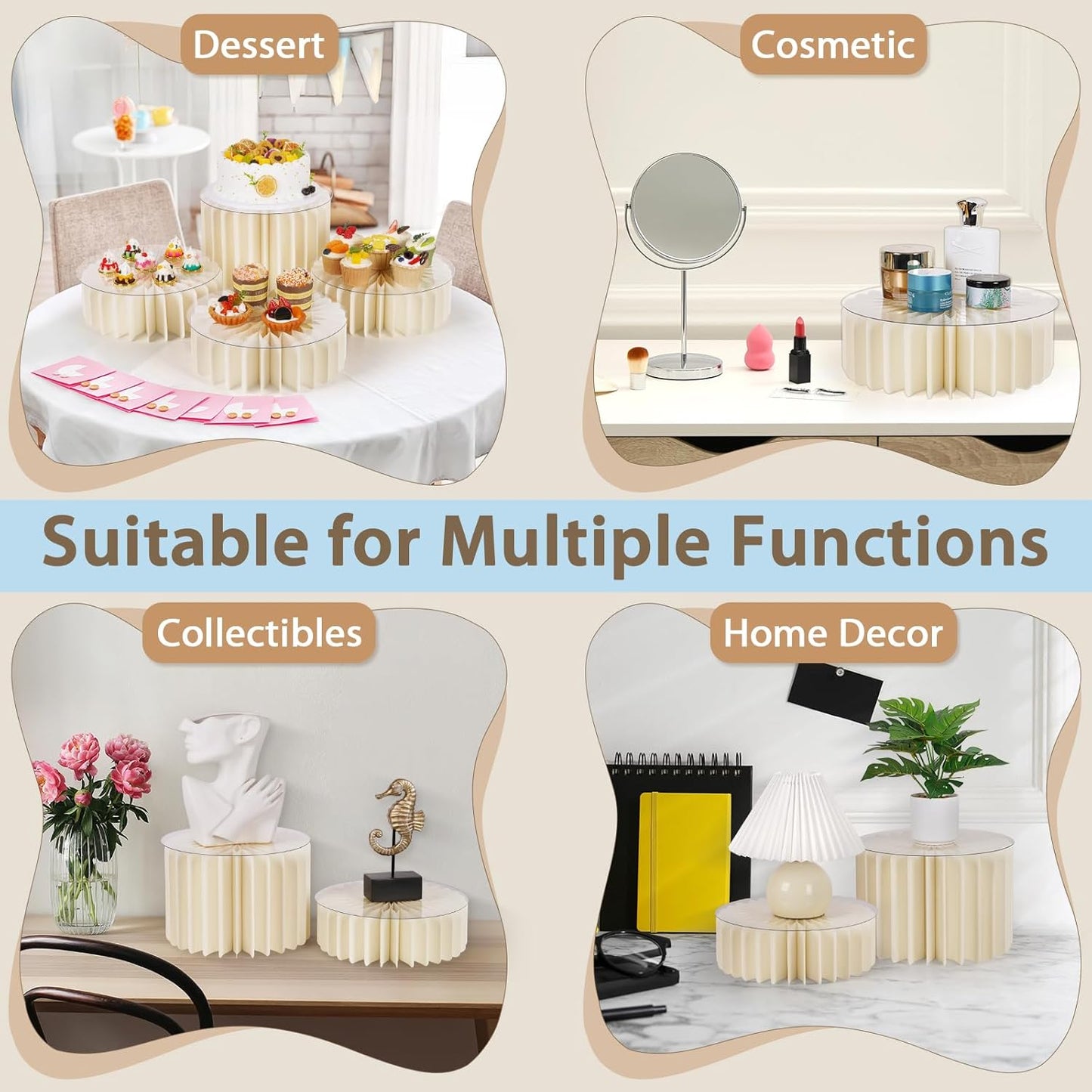 4 Pcs Buffet Risers, Food Risers for Buffet Table, White Food Display Risers for Party Buffet Risers and Stands for Show Catering Desserts, Food, Jewelry (4 Pcs)