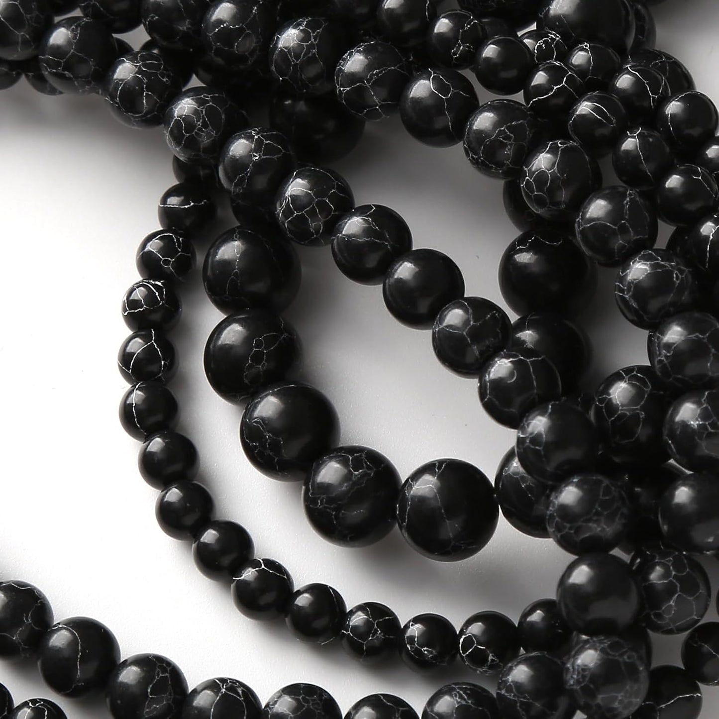 Black Turquoise Stone Beads Gemstone Round Crystal Energy Jade Beads Stone Beads for Jewelry Making DIY Bracelet Necklace Jewelry Making 1 Strand 15.5inch 31PCS 12MM